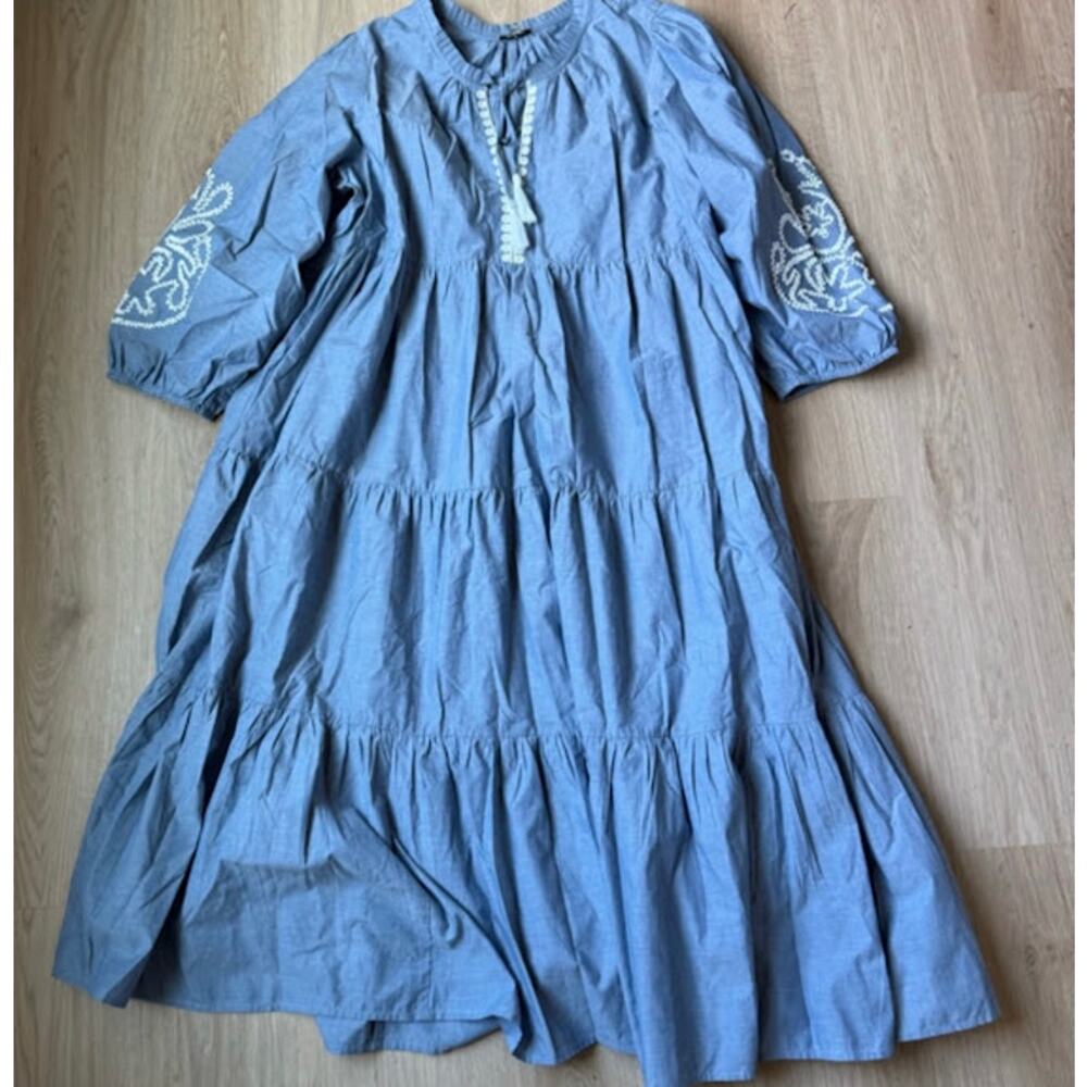 Tuckernuck Embroidered Chambray Long Sleeve Salty Paloma Caftan 3XL - Picture 2 of 8